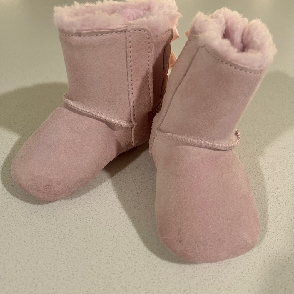 UGG- Pink Suede Baby Booties
